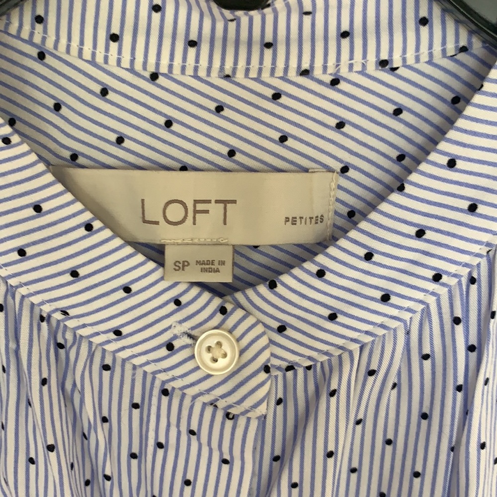 Loft Blue /White Polka Dot Top